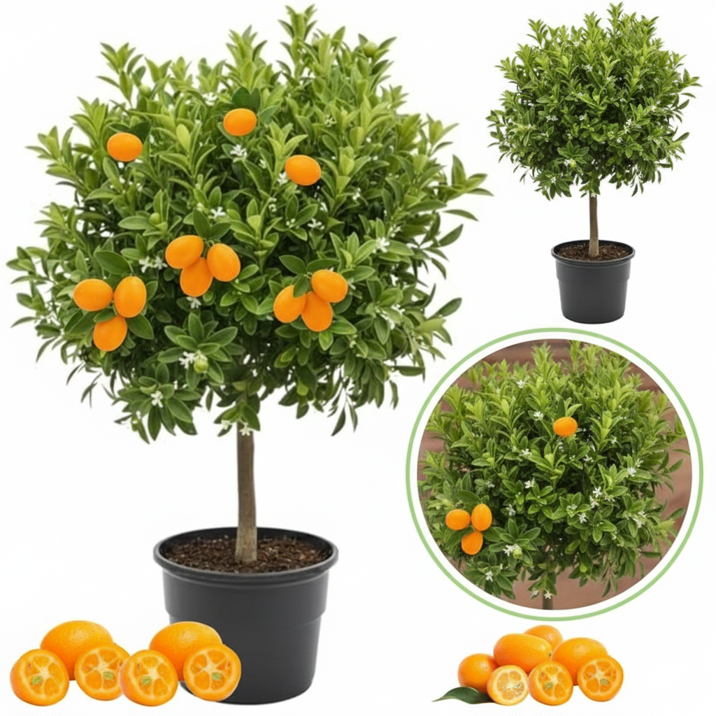 Saksıda Dev Boy Nagami Kamkat Fidanı - Bol Meyveli Balkon, Teras ve Bahçe Tipi Kumkuat