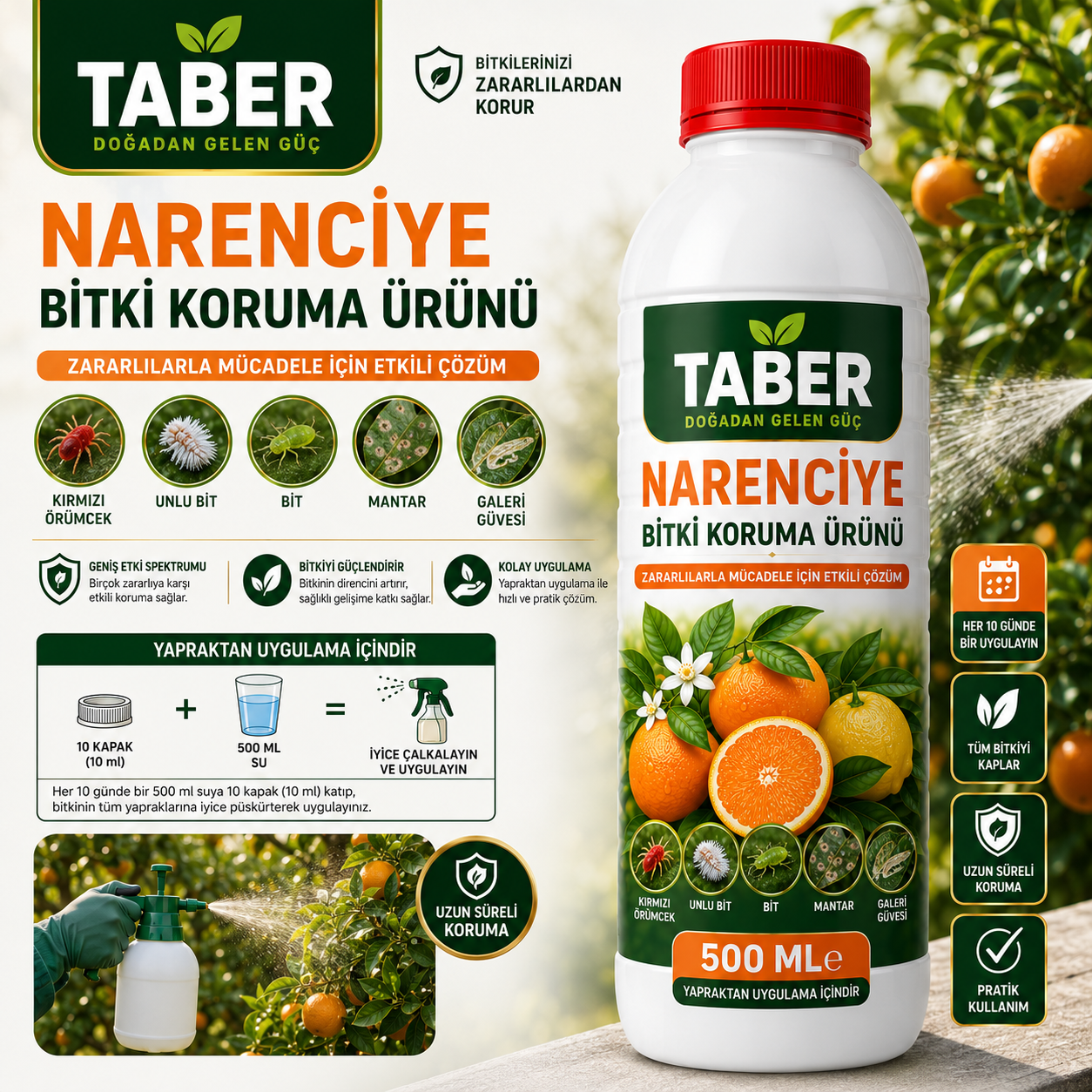 Narenciye Ağaçları İçin Yapraktan Bitki Bakım Konsantresi 500 ML - TABER