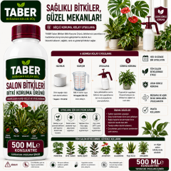 TABER Salon Bitkileri Bitki Bakım Ürünü 500 ML Konsantre | İç Mekân Bitkileri İçin Yapraktan Uygulama