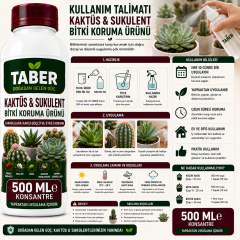 TABER Kaktüs & Sukulent Bitki Bakım Ürünü 500 ML Konsantre | Kaktüs ve Sukulentler İçin Yapraktan Uygulama