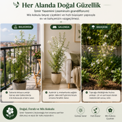Kokulu İzmir Yasemini Fidanı 60-70 cm – Beyaz Çiçekli Sarılıcı Yasemin